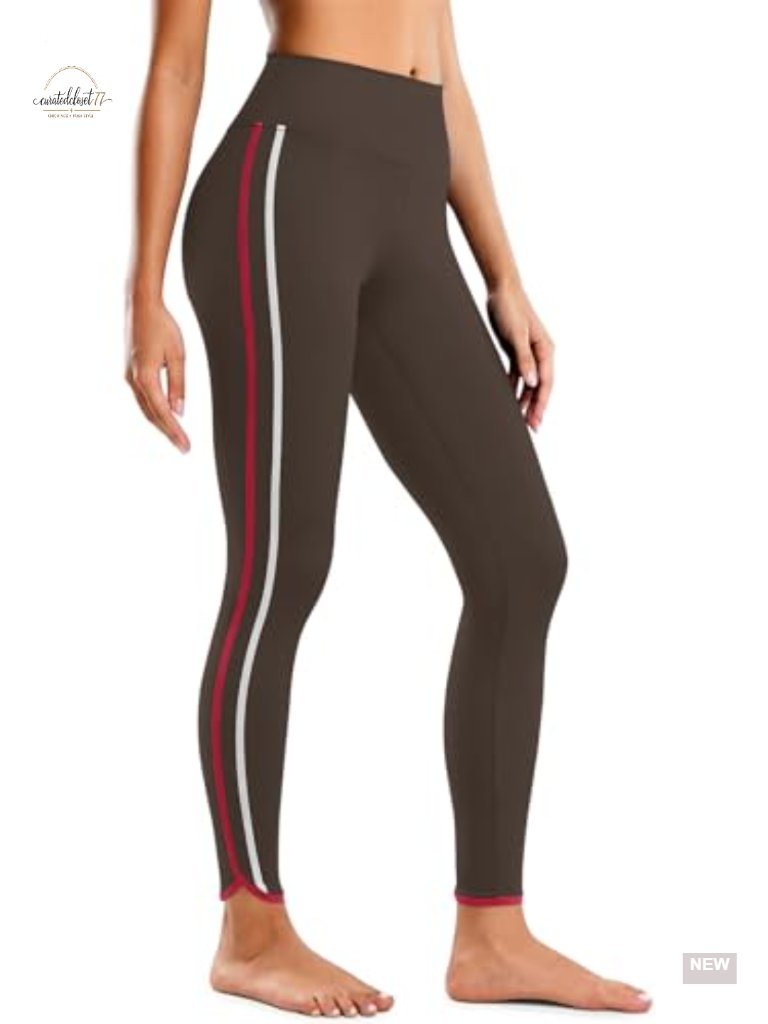 Buttery Soft High Waisted Full Length Yoga Leggings With Side Stripes